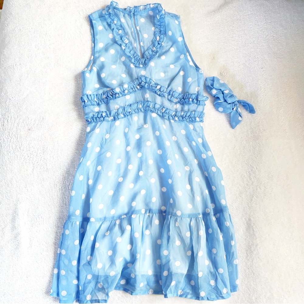 Emerald Sundae Blue Polka Dot Kids Dress